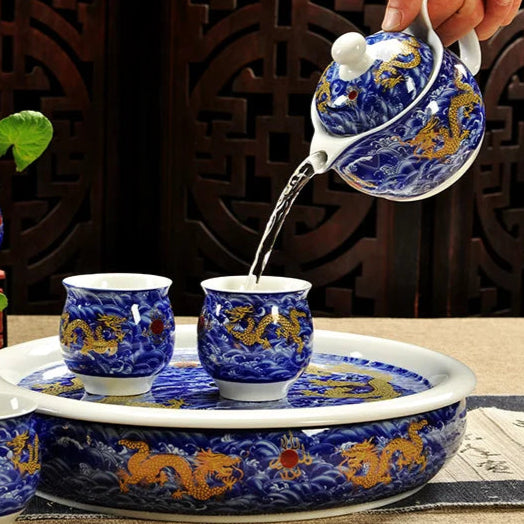 Théière en céramique avec filtre chinoise Dragon bleu - 350ml Ma Théière