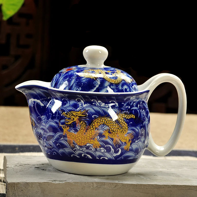 Théière en céramique avec filtre chinoise Dragon bleu - 350ml Ma Théière