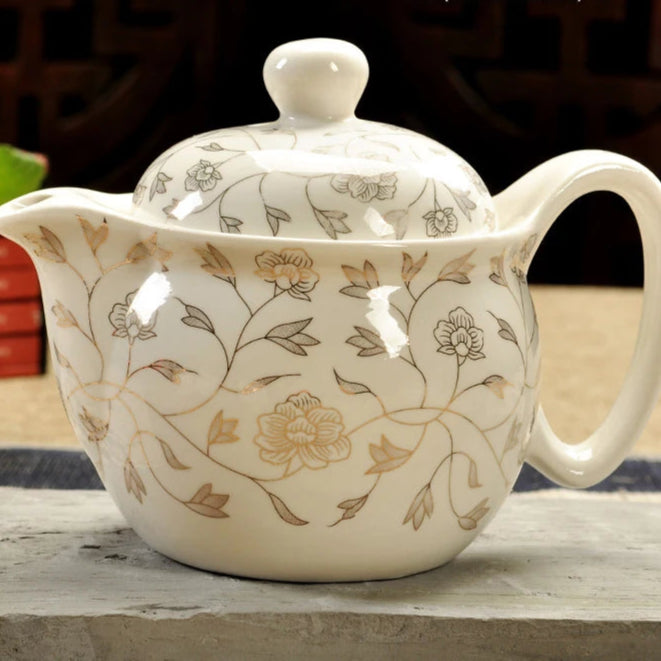 Théière en céramique avec filtre chinoise fleurs doré - 350ml Ma Théière