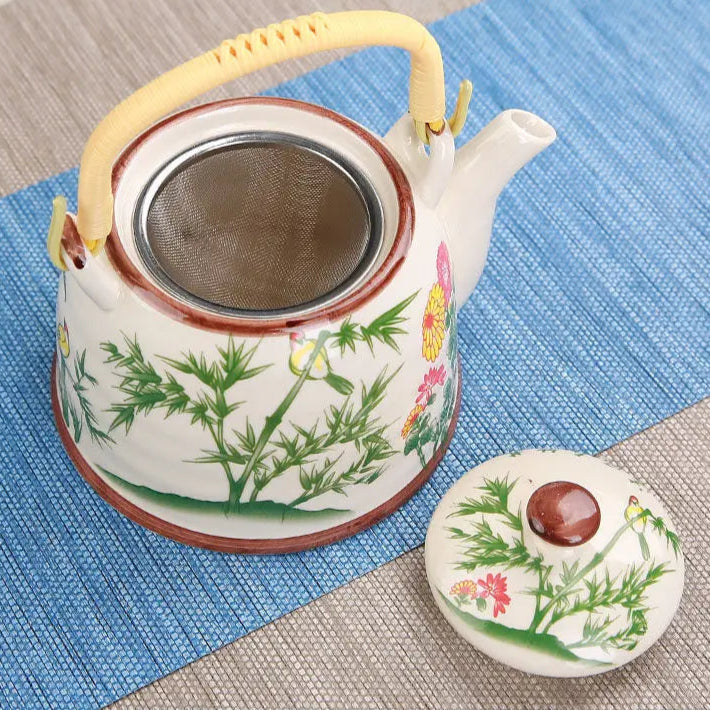 Théière en céramique bleue avec filtre bambou- 900ML Ma Théière