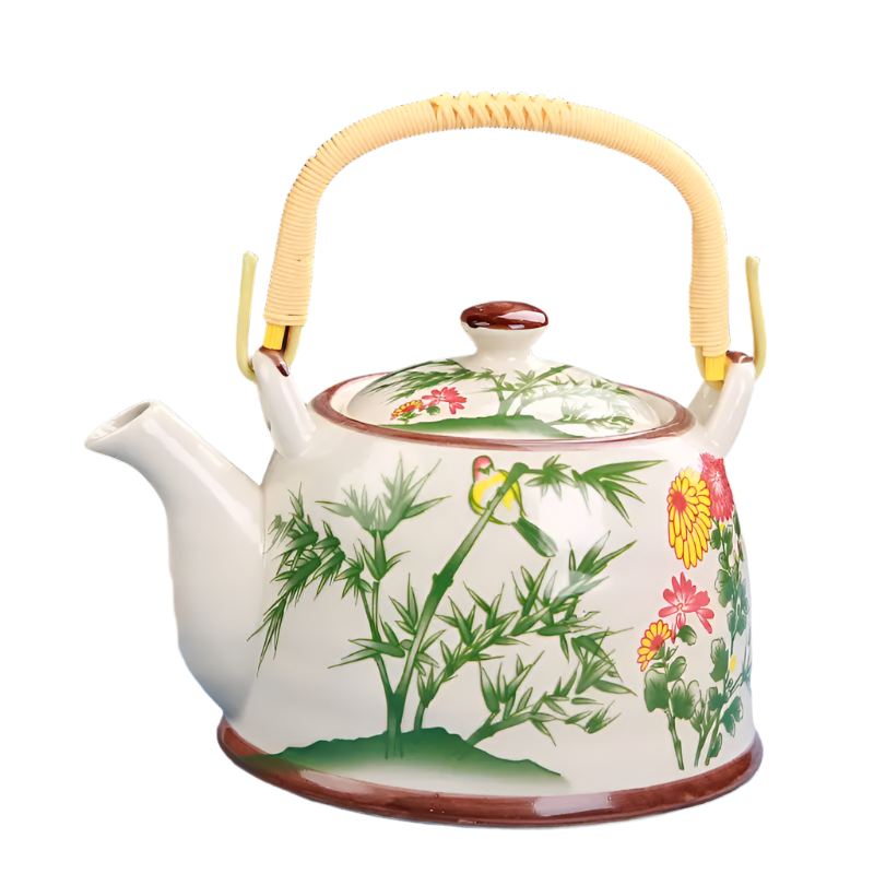 Théière en céramique bleue avec filtre bambou- 900ML