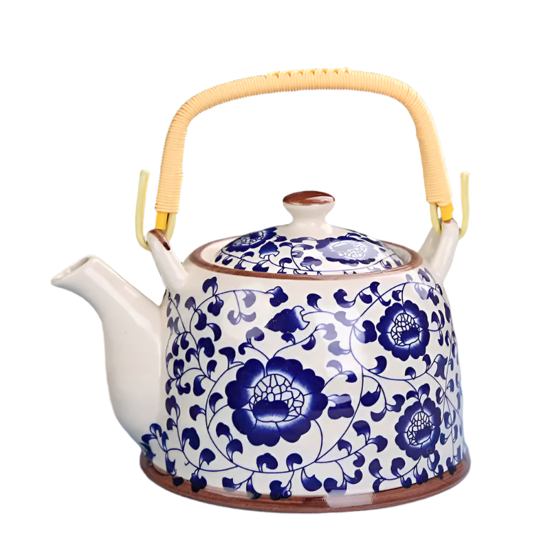 Théière en céramique bleue avec filtre bleu - 900ML