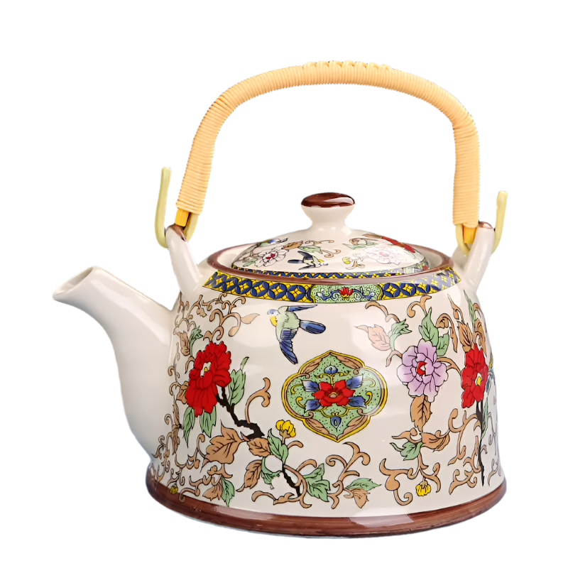 Théière en céramique bleue avec filtre classique - 900ML