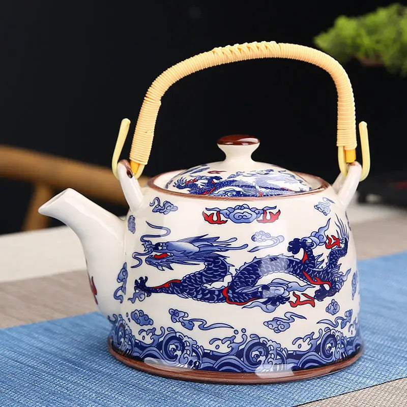 Théière en céramique bleue avec filtre dragon - 900ML Ma Théière