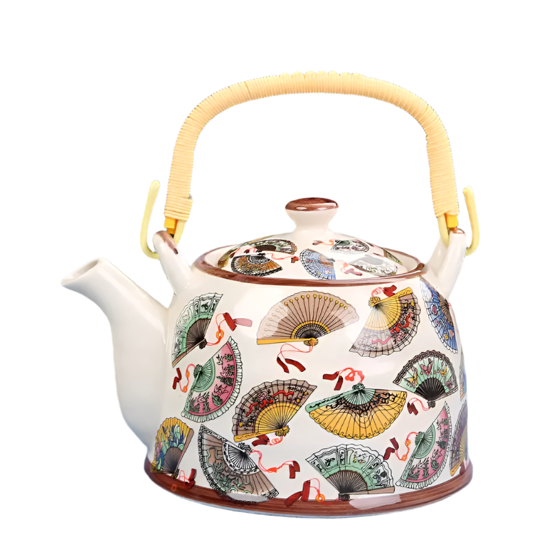 Théière en céramique bleue avec filtre éventail - 900ML