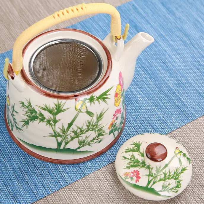 Théière en céramique bleue avec filtre papillons - 900ML Ma Théière