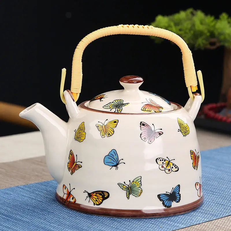 Théière en céramique bleue avec filtre papillons - 900ML Ma Théière