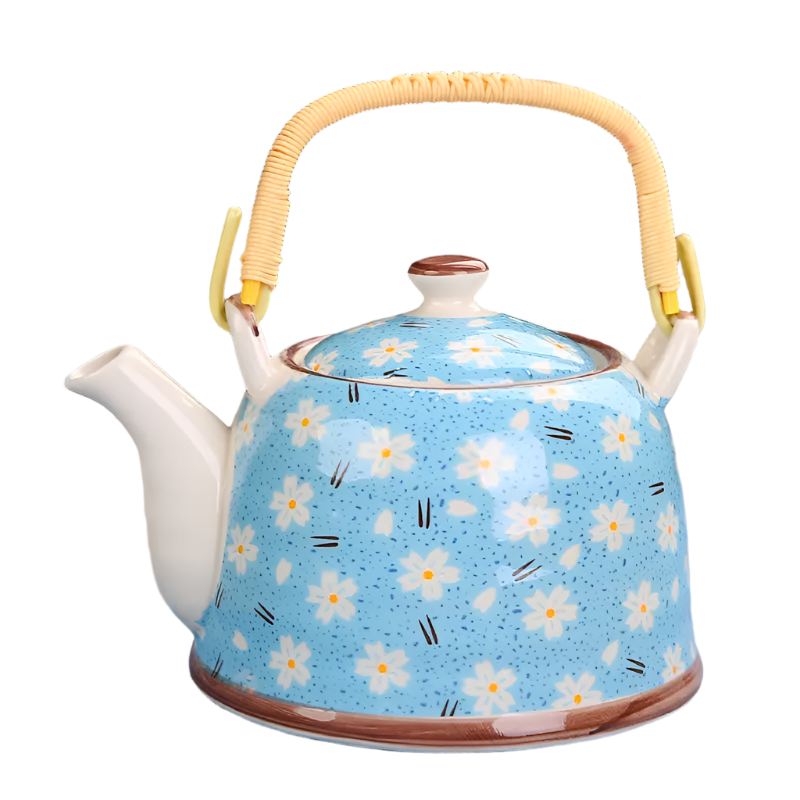 Théière en céramique bleue avec filtre Pâquerette - 900ML