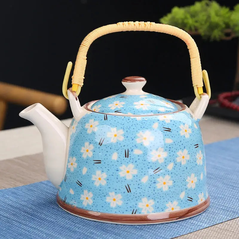 Théière en céramique bleue avec filtre Pâquerette - 900ML Ma Théière