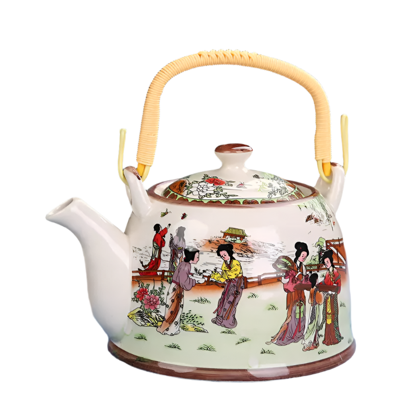 Théière en céramique bleue avec filtre personnages - 900ML