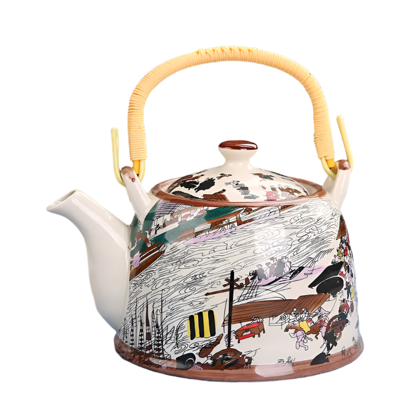 Théière en céramique bleue avec filtre rivière - 900ML