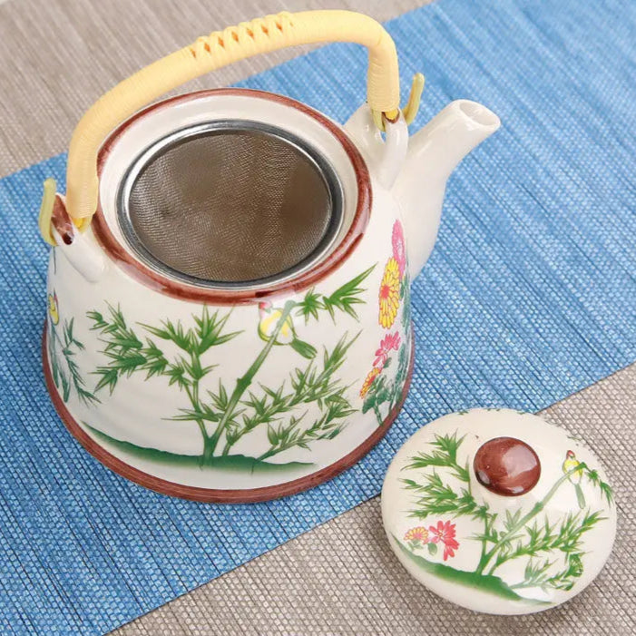 Théière en céramique bleue avec filtre rouge - 900ML Ma Théière