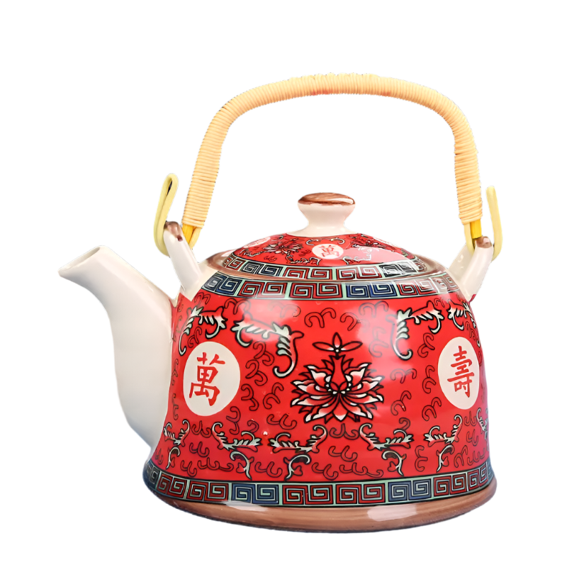 Théière en céramique avec filtre rouge - 900ML
