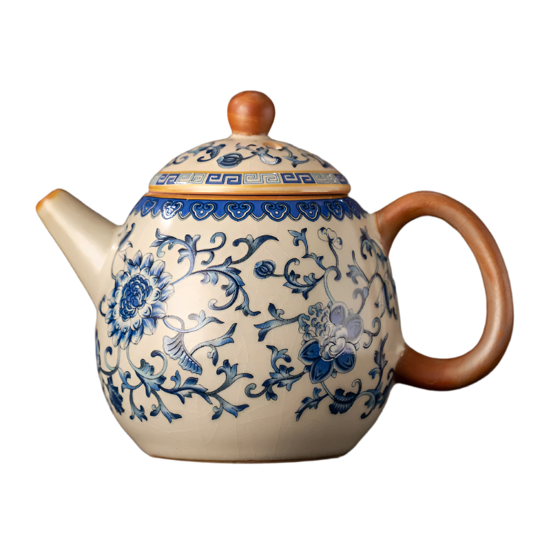 Théière en céramique chinoise authentique fleurs - 210ML