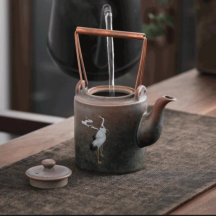 Théière en céramique chinoise poignée cuivre - 400ml Ma Théière