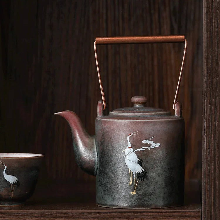 Théière en céramique chinoise poignée cuivre - 400ml Ma Théière