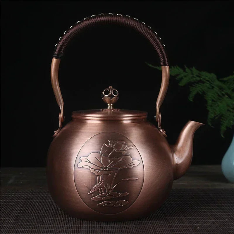 Théière en cuivre japonaise avec une fleur de lotus - 1500mL Cuivre Ma Théière
