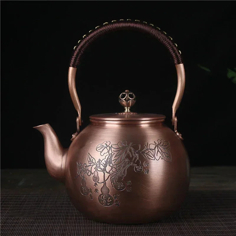 Théière en cuivre japonaise fleuris gourde - 1500mL Cuivre Ma Théière