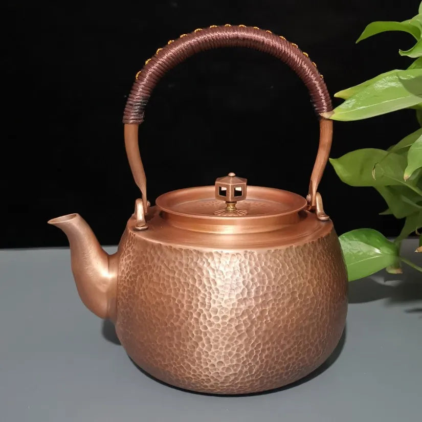Théière en cuivre martelé faite à la main ronde - 1.3L Ma Théière