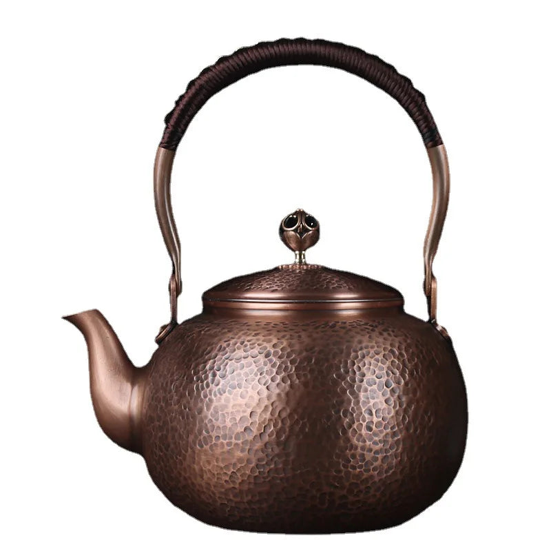 Théière en cuivre martelé sombre faite à la main - 1.7L Ma Théière