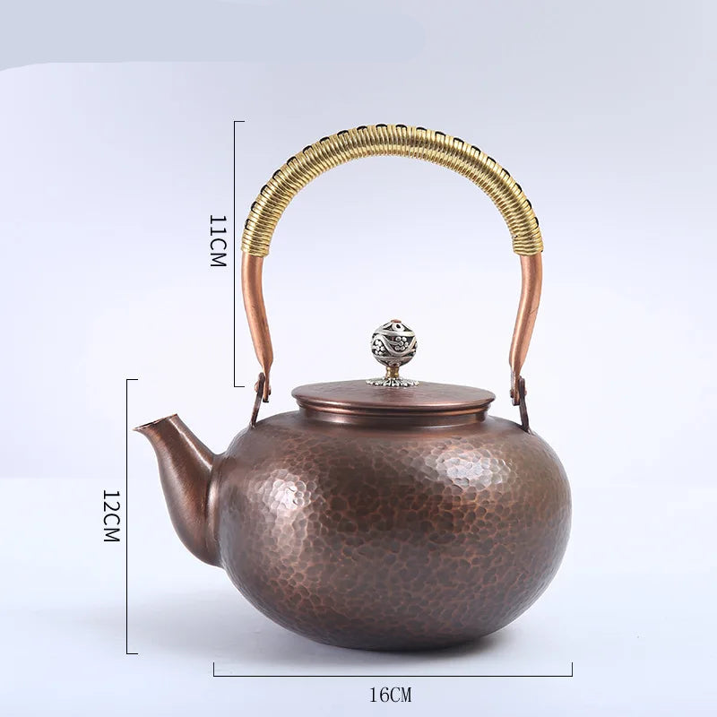 Théière en cuivre martelé traditionnelle 1.2 - 1.4L 7 Ma Théière