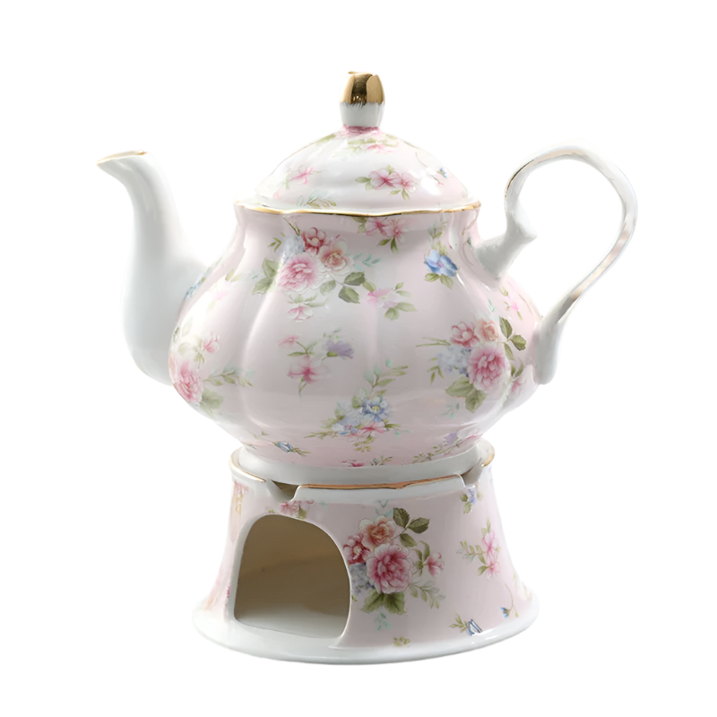 Théière en porcelaine anglaise avec base chauffante - 400ML