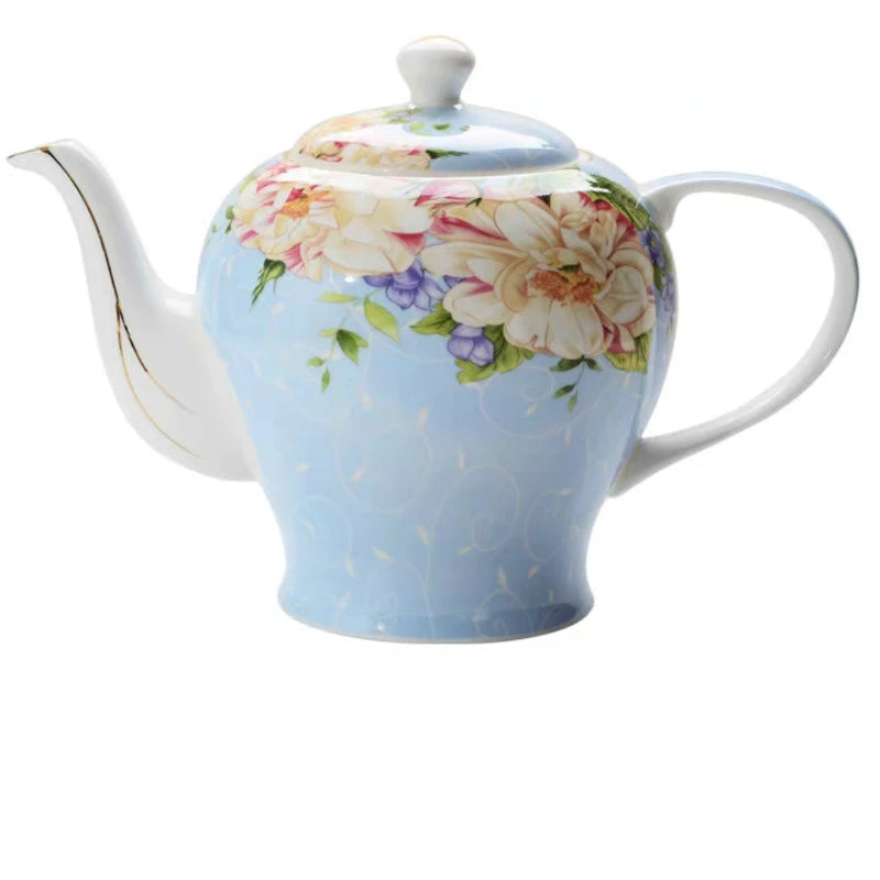 Théière en porcelaine anglaise avec filtre bleue - 1.4L Ma Théière