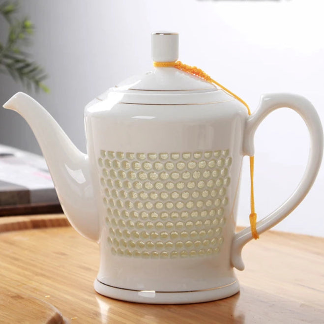 Théière en porcelaine chinoise nid d'abeilles Deluxe - 660ml Blanc Ma Théière