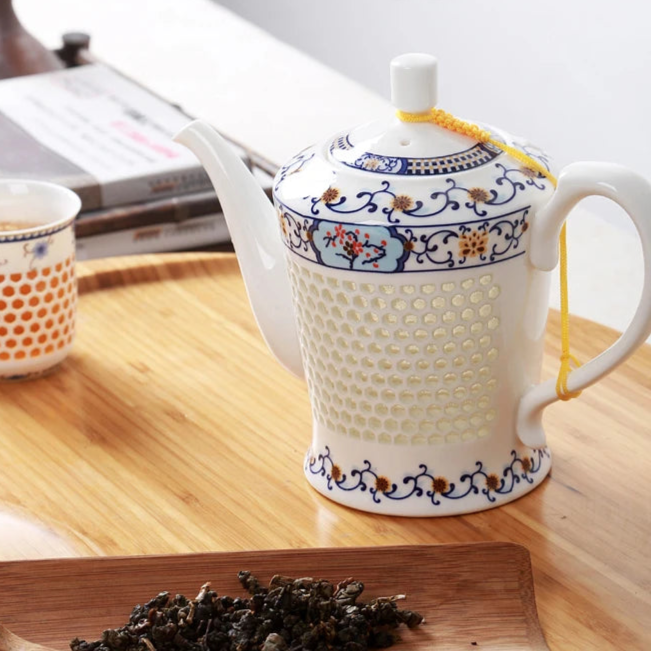 Théière en porcelaine chinoise nid d'abeilles Deluxe - 660ml Ma Théière