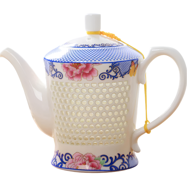 Théière en porcelaine chinoise nid d'abeilles Deluxe - 660ml