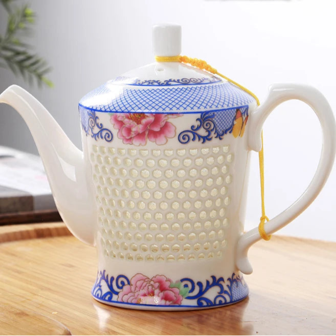 Théière en porcelaine chinoise nid d'abeilles Deluxe - 660ml rose Ma Théière