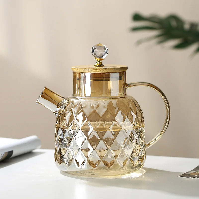 Théière en verre avec couvercle en bambou 1.5L Ma Théière