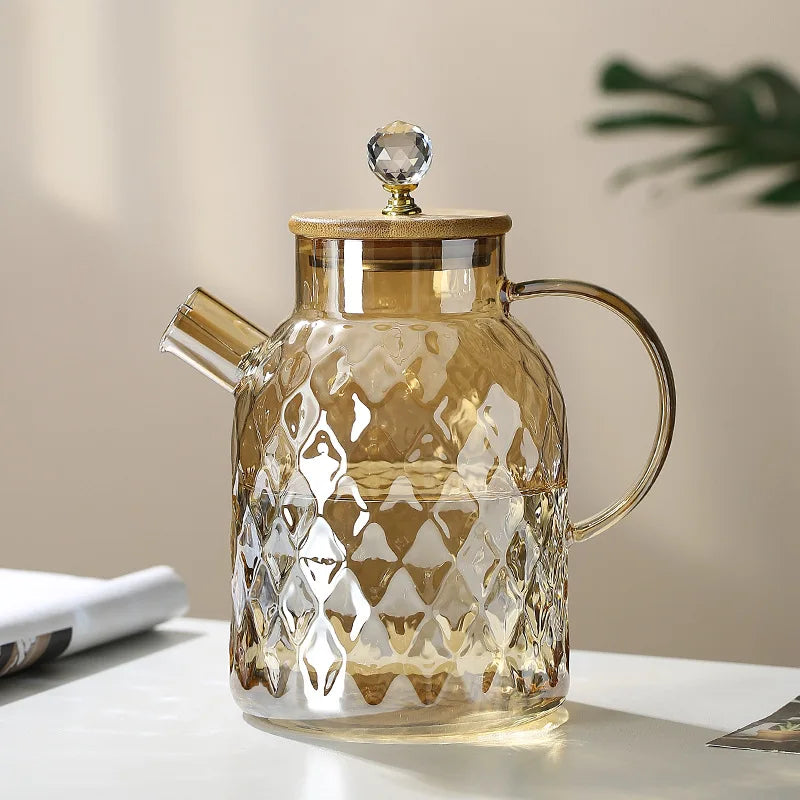 Théière en verre avec couvercle en bambou 1.8L Ma Théière