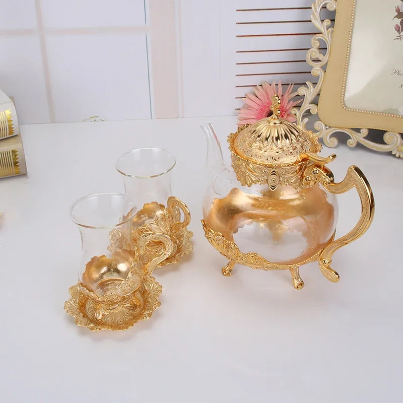 Théière en verre marocaine avec ornement doré deluxe Ma Théière
