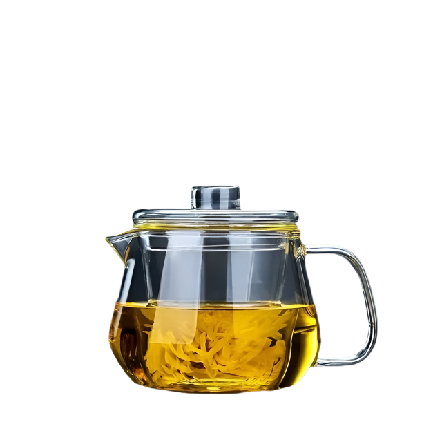 Théière en verre transparent avec filtre