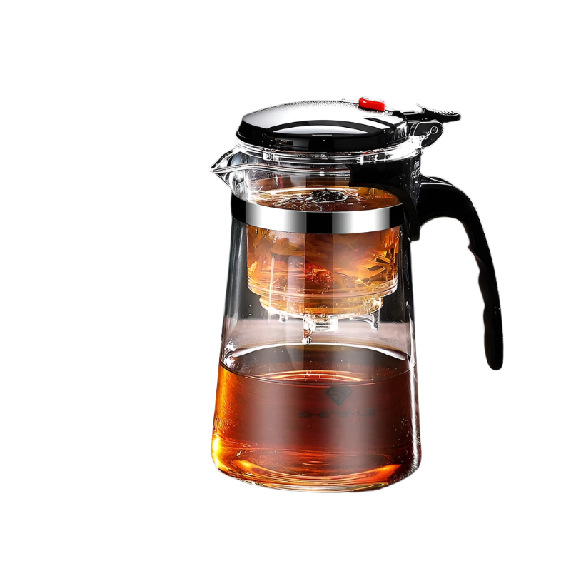 Théière en verre transparente avec filtre