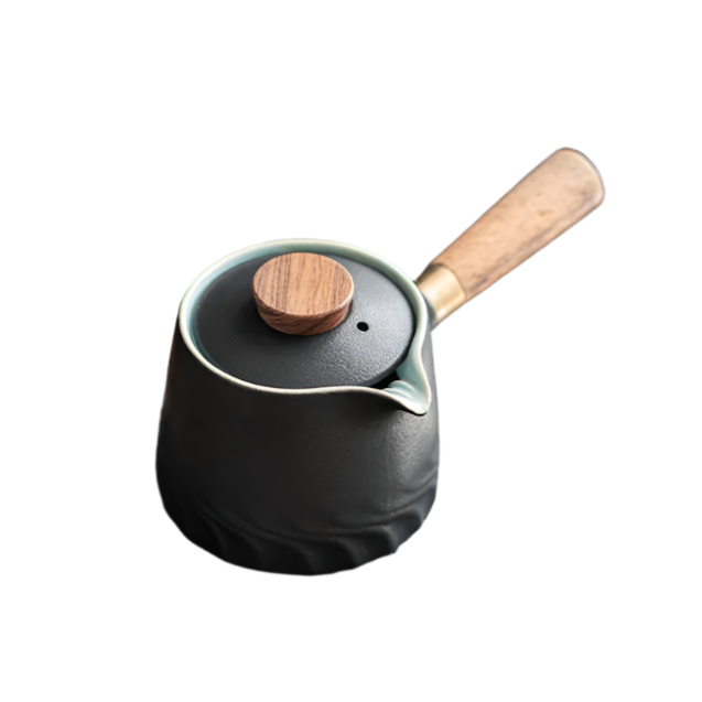 Théière japonaise en céramique poignée latérale noire - 225ml