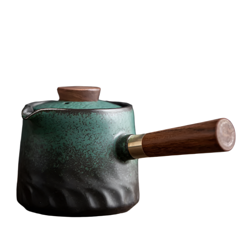 Théière japonaise en céramique poignée latérale verte - 200ml