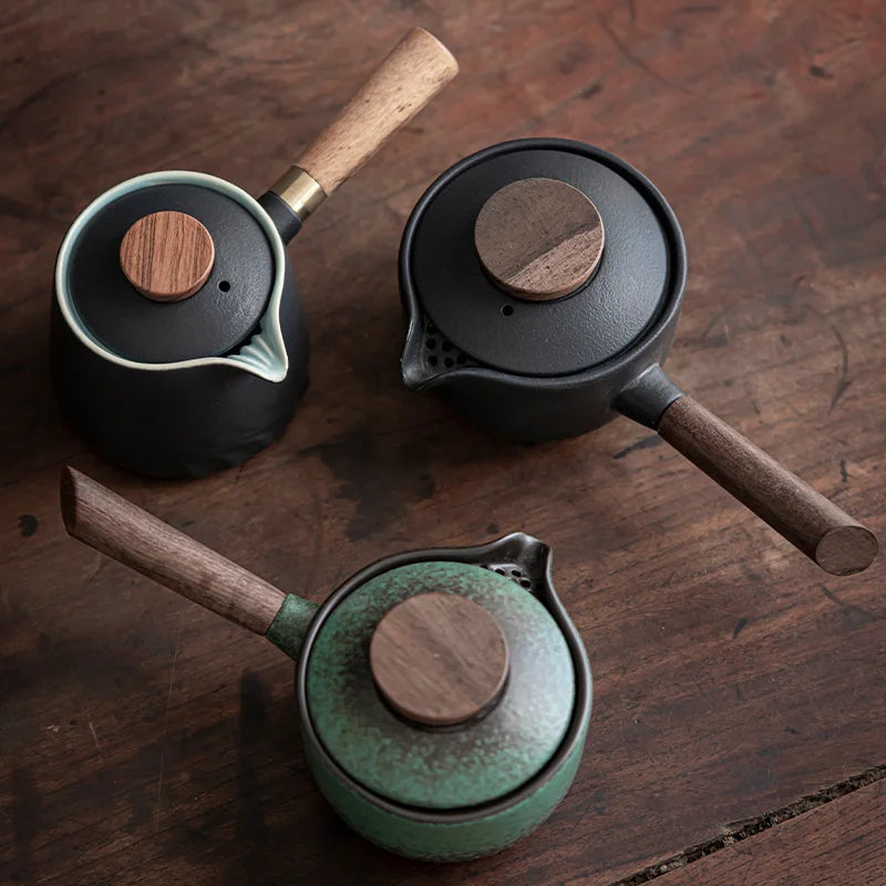 Théière japonaise en céramique poignée latérale verte - 225ml Ma Théière