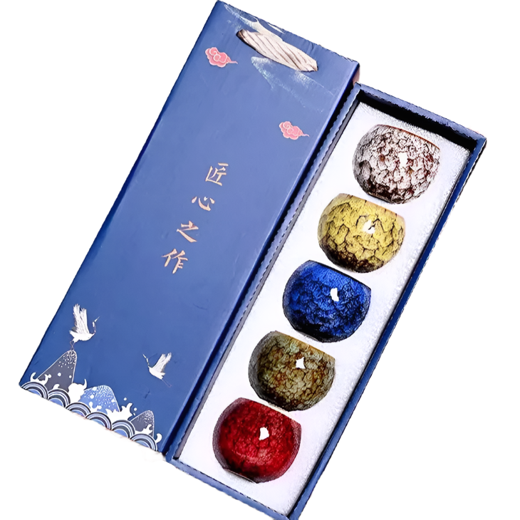 Coffret 5 tasses à thé en Porcelaine colorées - 150ML