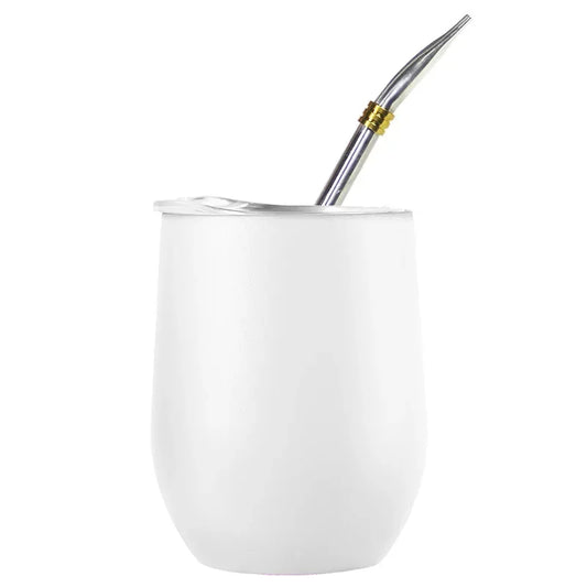 Calebasse maté en métal isotherme blanche et bombilla Ma Théière