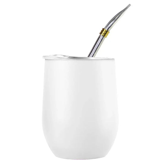 Calebasse maté en métal isotherme blanche et bombilla Ma Théière