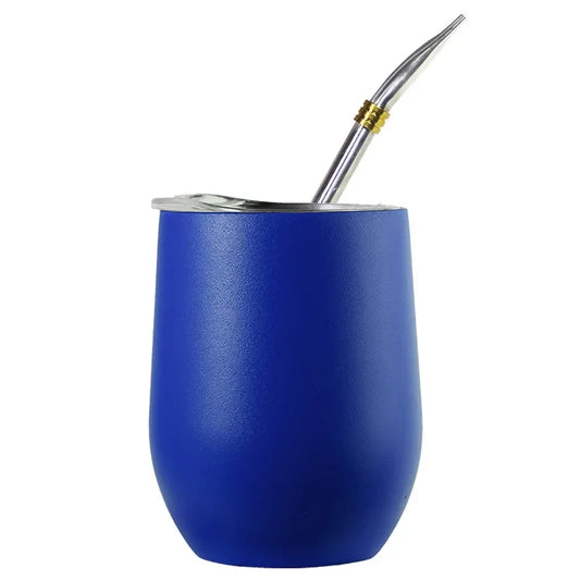 Calebasse maté en métal isotherme bleu foncé et bombilla Ma Théière