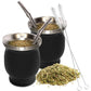 Kit calebasse en maté métal isotherme noire et bombilla Ma Théière