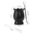 Kit calebasse en maté métal isotherme noire et bombilla Ma Théière