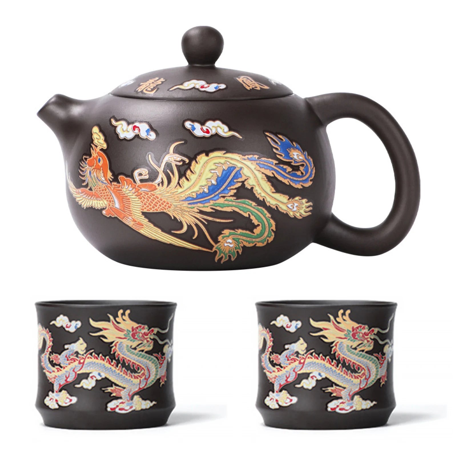 Service à thé en argile chinoise dragon mythique Ma Théière