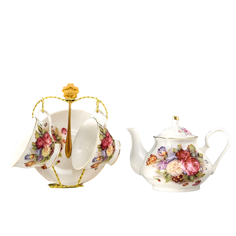 Service à thé en porcelaine anglaise deluxe bouquet de fleurs