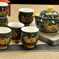 Service à thé en porcelaine théière + 6 tasses dragon jaune/vert Ma Théière