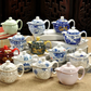 Service à thé en porcelaine théière + 6 tasses dragon rouge Ma Théière