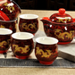 Service à thé en porcelaine théière + 6 tasses dragon rouge Ma Théière